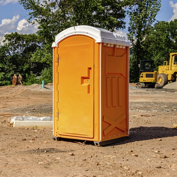 how often are the portable restrooms cleaned and serviced during a rental period in Highland KS